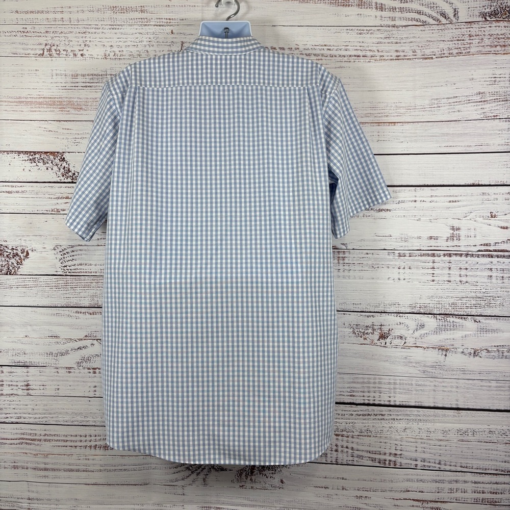 L.L.Bean Blue Plaid Button Front Short Sleeve Shirt - Picture 4 of 10